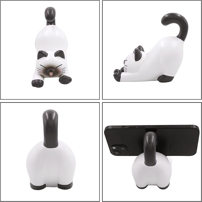BOLLEY JOSS Desk Cell Phone Holder Stand Pink Sofa with Cute Cat Kitty for Office Free You Hands Home Ornament