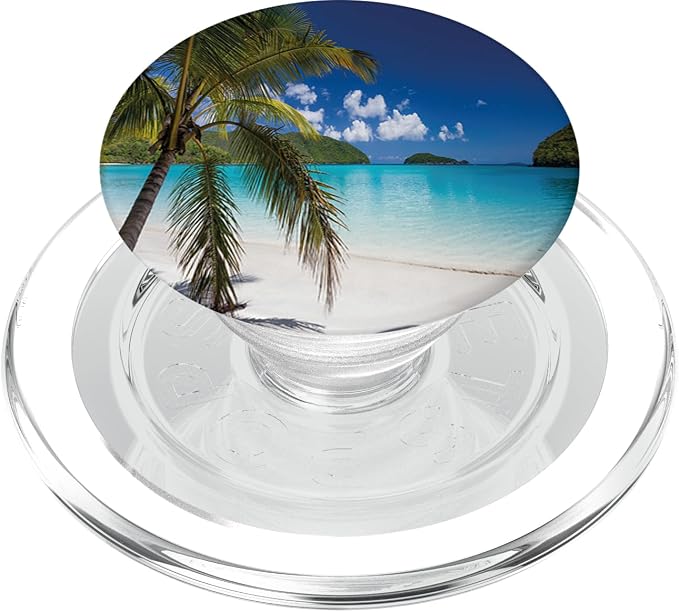 Tropical Beach Palm Tree Ocean Getaway Vacation PopSockets Adhesive PopGrip