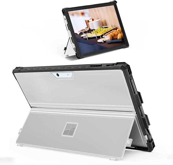 Case for 12.3 Microsoft Surface Pro 7+/7/6/5/4 Protective Rugged Cover Case with Surface Pen Holder and Hand Strap Compatible with Surface Pro Type Cover Keyboard (Black)
