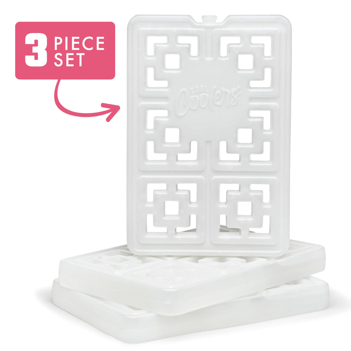 Cool Coolers XL Fashion Ice by Fit & Fresh, 3pk Ice Blocks for Lunchboxes, Quick Freeze, Space Saving, Stylish Reusable Freezer Packs for Coolers, Pearl White