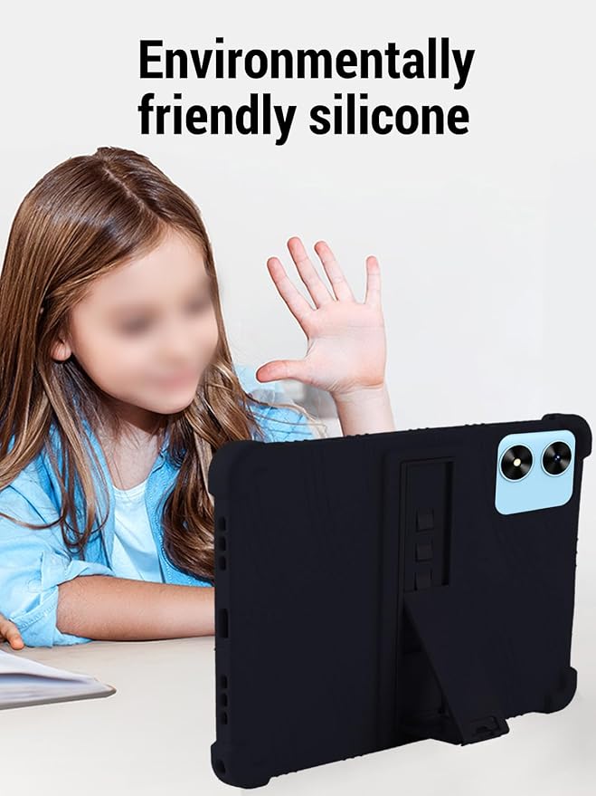 for Frameflow P10_A 10 Inch Android 15 Tablet Protective case ZBAGUG Shockproof Lightweight Silicone Protective Cover with Stand Child-Friendly Protection Easy to Clean Design Black