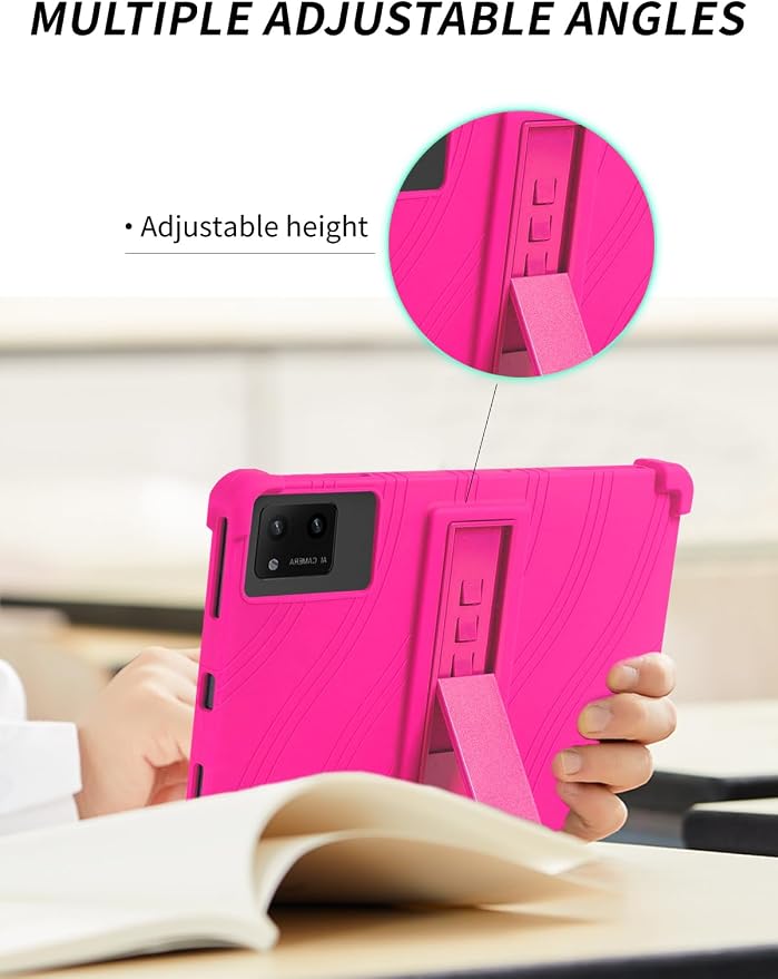 Case for DigiLand-S10 10.1 Android 14 Tablets，WUNIAK Shock Proof Lightweight Stand Rubber Shell Protective CoverKids Friendly Soft Silicone Adjustable Stand CoverBlack
