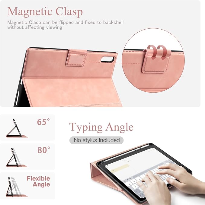 Antbox Case for iPad (A16) 11th (11'')/ 10th Generation (10.9'') Black | High Grade Skin-Touch Vegan Leather Built-in Pencil Holder Auto Sleep/Wake Function