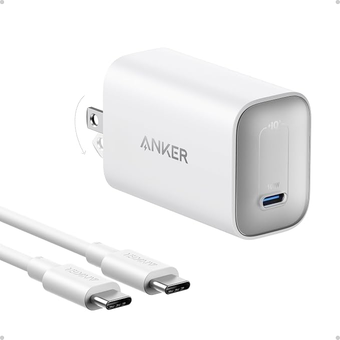 Anker Laptop Charger 100W Foldable Type C Charger Fast Charging | For MacBook iPhone 17 Series and All USB C Devices with 6FT USB-C Cable Included Compatible with MagSafe
