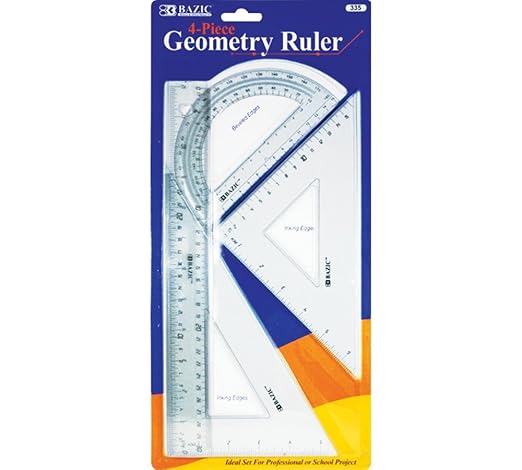 Bazic Geometry Ruler Combination Sets, 4 per Pack (Case of 144) (335-144)