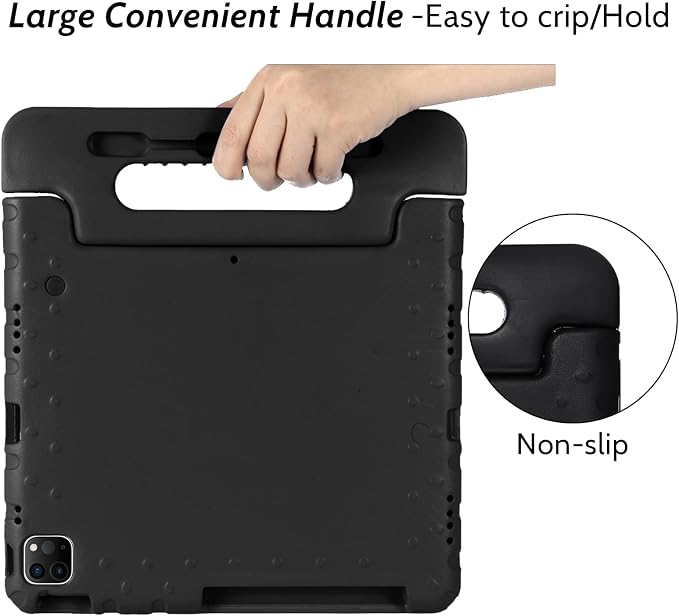 Dteck Kids Case for iPad 10.2 - Shockproof Rugged EVA Handle Stand Child Proof Case for iPad 9/8/7 Generation Black
