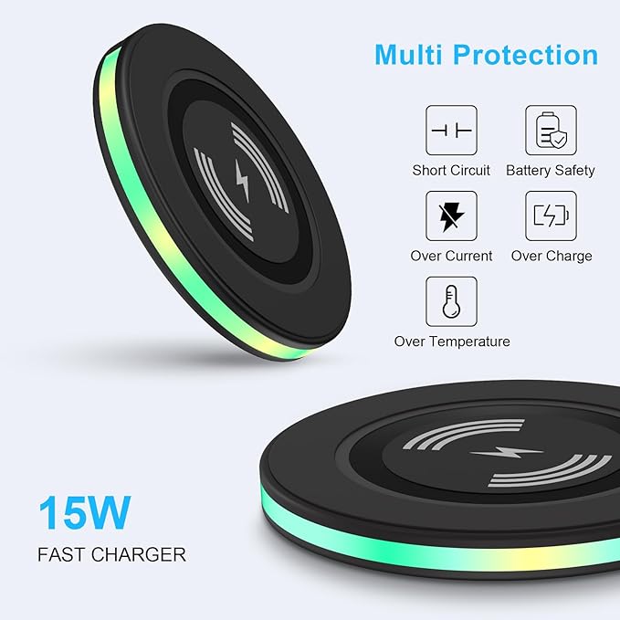 Android Wireless Charger Samsung Fast Charging Phone Charging Pad Station for Samsung Galaxy S26 S25 S24 Ultra S24+ S24 S23 FE S22 S21 S20 S10iPhone 15 Pro Max Plus 14 13with QC 3.0 Power Adapter