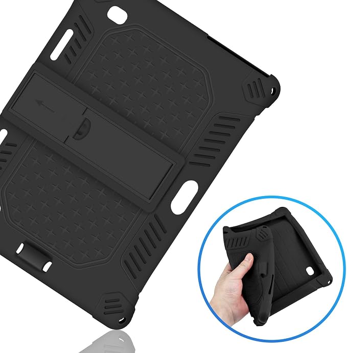 DETUOSI Case for YELLYOUTH 10.1 Tablet Soft Silicone Lightweight Case Compatible with Dragon Touch Notepad K10 ZONKO 10.1 Beyond Tab 10.1 with Stylus Pen and Shoulder Strap Black
