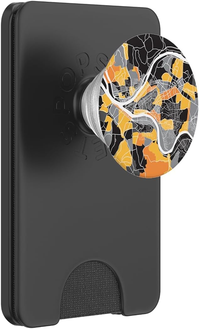 Pittsburgh City Black and Yellow Neighborhood Map PopSockets Adhesive PopGrip