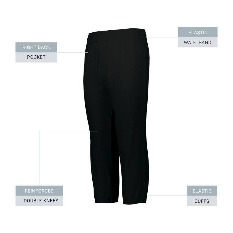 Augusta Sportswear Youth Gamer Pull-Up Baseball Pant Black S