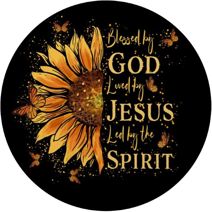 Blessed by God Loved by Jesus Led by The Spirit Sunflower PopSockets Adhesive PopGrip