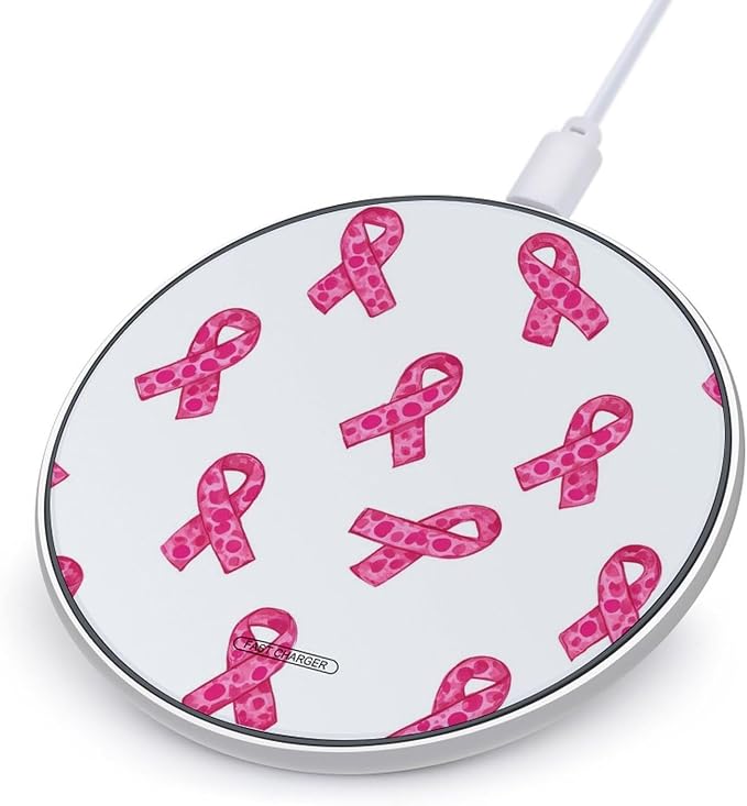 Breast Cancer Awareness Ribbon Wireless Charger SlimWireless Charging Pad Anti-Slip Charger Mat for Men Women