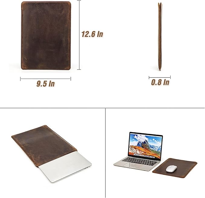 Top Grain Leather 12.9 Tablet Sleeve Slim Protector Vintage Design Fully Handmade Compatible with 12.9 iPad Pro 3/4/5/6 Gen Fits A2233 A2069 A2378 A2379 A2461 A2462 Coffee 12.9 Inch
