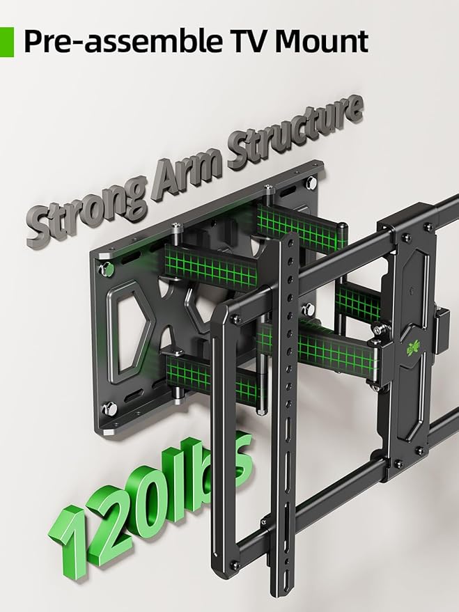 USX MOUNT Ultra Slim TV Wall Mount for Most 37-90 inch Television, Full Motion TV Mount Dual Swivel Articulating Tilt 6 Arms, Up to 120lbs, VESA 600x400mm, Max 16" Wood Studs, XML612-K