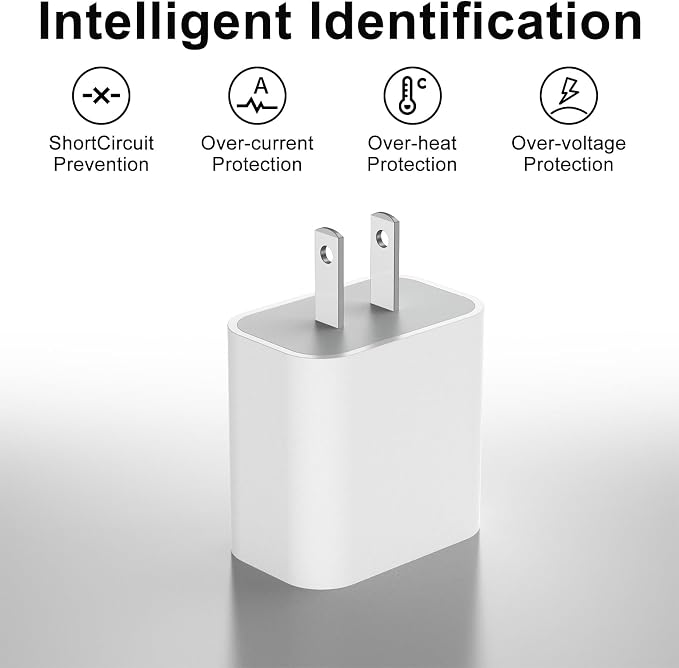 2 Pack 20W USB C Charger Block Dual Port Type C Fast Charging Wall Charger Power Adapter Brick Cube for iPhone 17 16 15 14 Plus/Pro/Pro Max/17 Air 13/12/11 XS/XR/X (White)