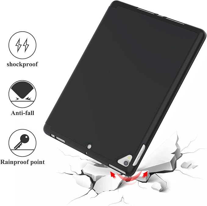Case for iPad 6th / 5th Generation 9.7-inch iPad Air 2 /Air 1 | Smart Trifold Stand Shockproof Case with Pencil Holder Auto Wake/Sleep Cover Viewing &amp Typing Angles Black Flowers