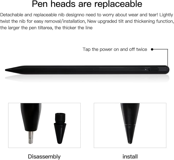 2023 New Touch Screen Stylus Pen Compatible for iPad 2021 9th gen/2020 8th gen/2019 7th gen/2018 6th gen - Black