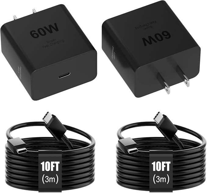 Samsung 60W USB C Fast Charging Block Type C Wall Plug Charging Brick &amp 10ft C Cable Super Fast Charging 3.0 for Samsung Galaxy S26 Ultra/S26/S26+/S25 /S24/S23 Ultra/Note 10+/Note 10-1PACK