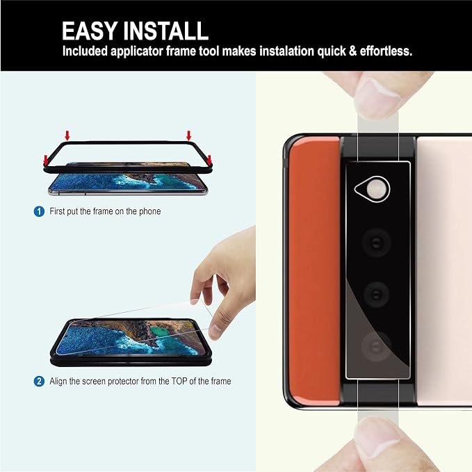 AACL 2-Pack for Google Pixel 6 Screen Protector Tempered Glass [6.4] | with 2-Pack Camera Lens Protectors HD Clear Fingerprint Unlock Case-Friendly Anti-Scratch [9H Tempered Glass]