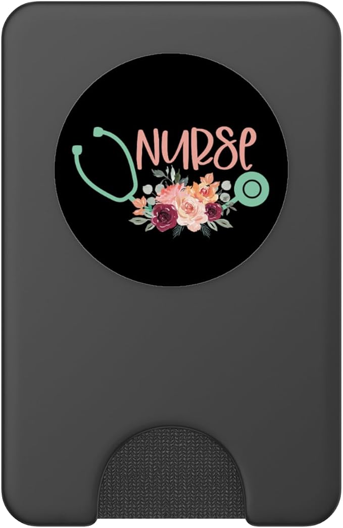 Cute Nurse Stethoscope with Flowers - Nurse Appreciation PopSockets Adhesive PopGrip
