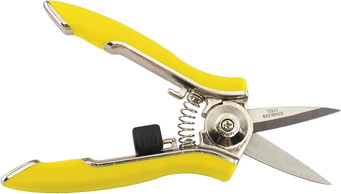Dramm ColorPoint Stainless Steel Compact Garden Pruning Shears, Hand Pruner, Garden Clippers, with Heavy Duty Blade and Easy grip Handle, Yellow