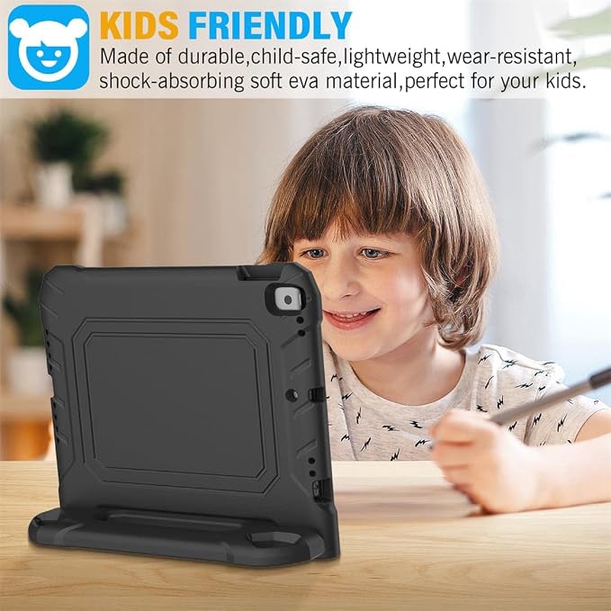 SUPLIK Kids Case for iPad 9th/8th/7th Generation -10.2 inch 2021/2020/2019 Built with Screen Protector Durable Shockproof Handle Stand Case for Apple iPad Gen 9/8/7 Black