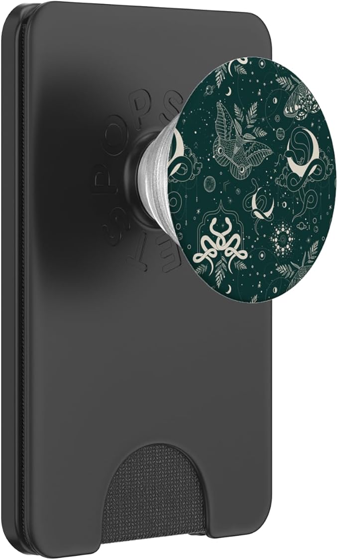Dark Green Mystical Witchcore Celestial Night Moth &amp Snake PopSockets Adhesive PopGrip