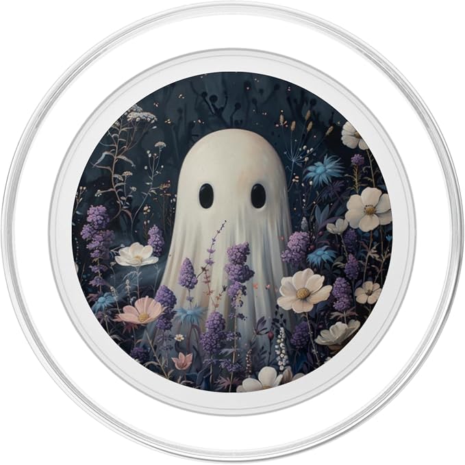 Spooky Ghost Floral Purple Wildflower PopSockets Adhesive PopGrip