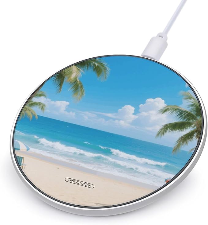 Sea Wireless Charger with Aluminum Alloy Frame Qi Certified Fast Wireless Charging Pad 10W Charging Station Portable Phone Charger for All Wireless Charging Phone