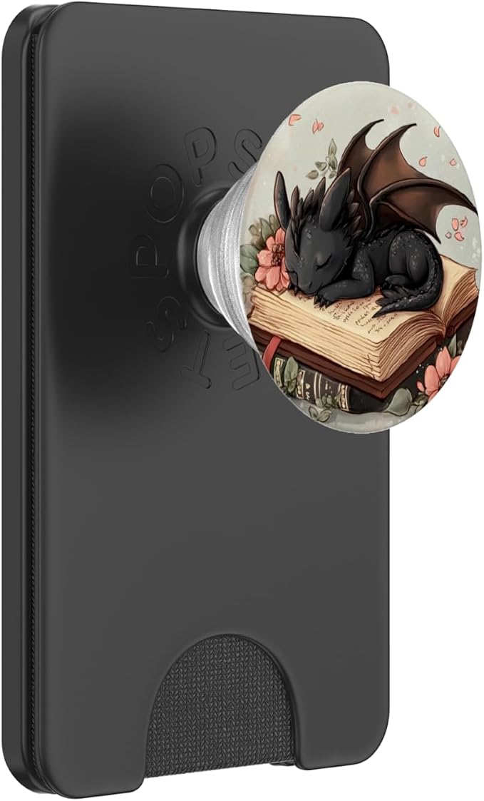 Book Dragon Head Mythical Creature Flame Wyvern Fantasy PopSockets PopWallet for MagSafe