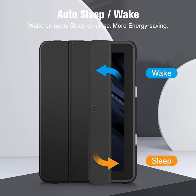 Fintie Hybrid Slim Case for Fire 7 12th Generation 2022 Black | Shockproof Clear Back Shell With Flexible TPU Bumper Soft Microfiber Lining Magnetic Closure Auto Sleep/Wake