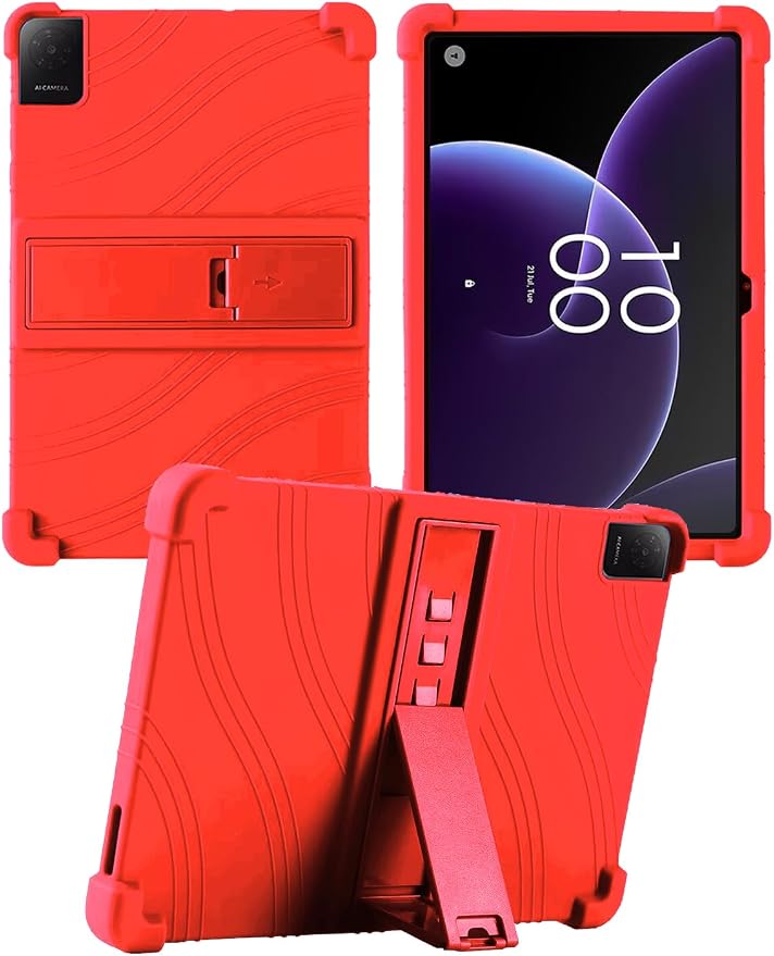 Case for TCL Tab 10L Gen 4 (Model 8483A) 10.1 Inch Tablet Soft Silicone Heavy Duty Shockproof Protective Cover with Adjustable Kickstand (Black)