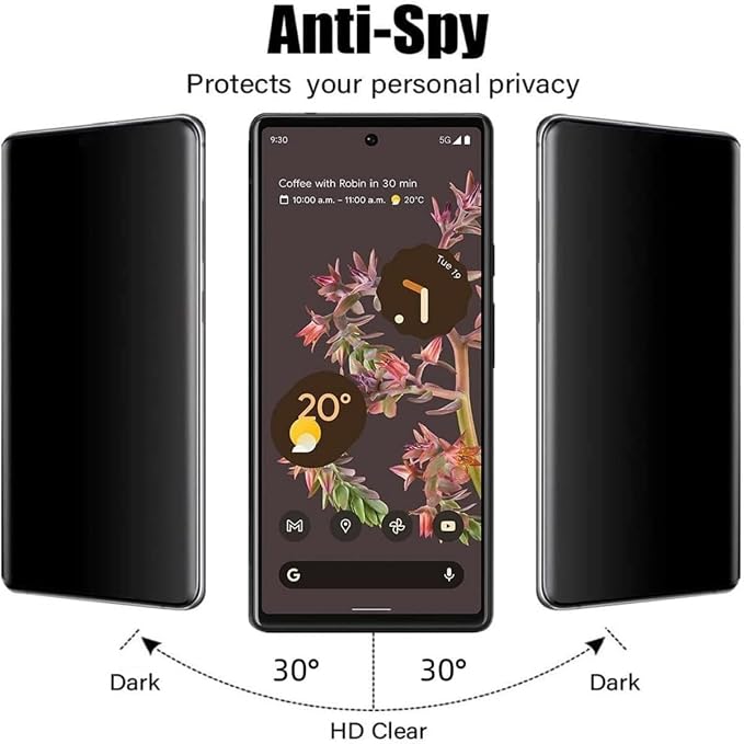3 Pack Privacy Screen Protector for Google Pixel 4 9H Hardness [Anti-Scratch] Full Coverage Anti-Spy Tempered Glass Film for Google Pixel 4 [Don’t Support Fingerprint Unlock] | 9H Hardness Anti-Spy T