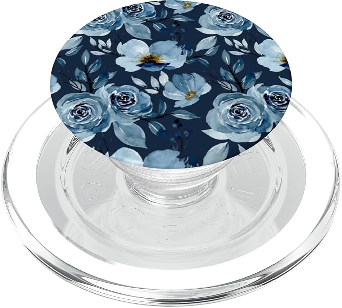 Blue Watercolor Flower Pattern PopSockets Adhesive PopGrip