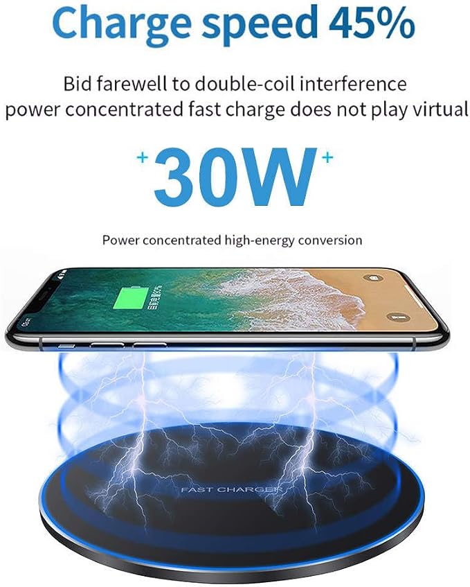 30W Fast Wireless Charger/Charging Pad Compatible with iPhone 14/14 Plus/14 Pro/14 Pro Max/13/13 Mini/SE 2022/12/11/X/8 Samsung Galaxy S23/S23 Ultra/S22/S22+/S21/S20/S10 (White)