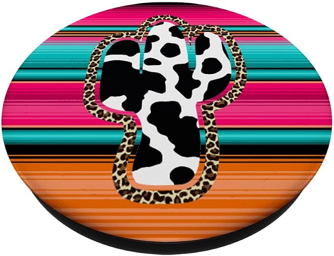 Western Cow Cactus Leopard Cheetha Serape Turquoise Pink PopSockets Adhesive PopGrip