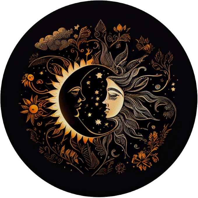 Moon and Sun Celestial Illustration PopSockets Adhesive PopGrip