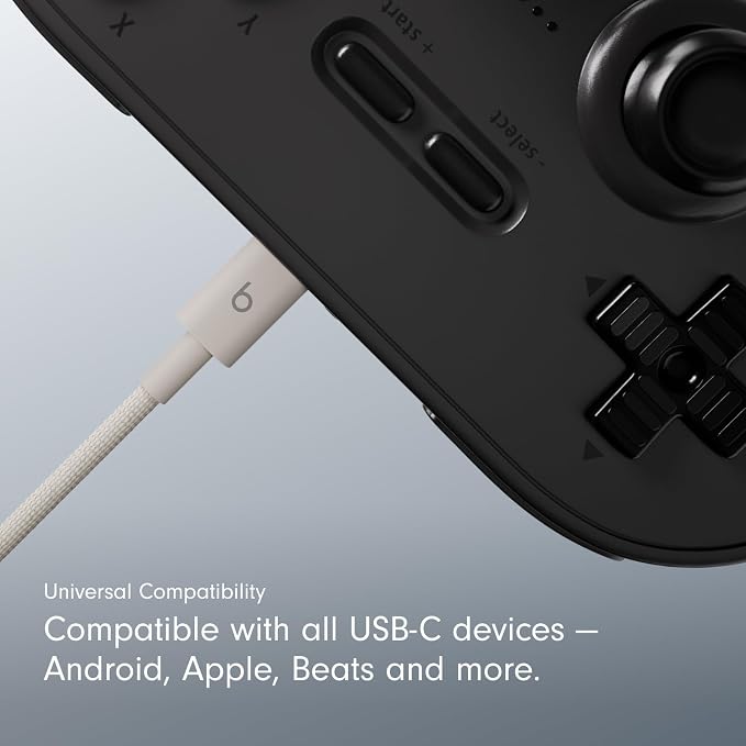 Beats 240W USB-C to USB-C Braided Cable Fast Charging Durable/Tangle Free Compatible with Apple and Android Devices (3 m/10 ft) – Bolt Black
