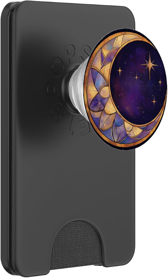 Whimsical Crescent Moon and Stars Art Pattern PopSockets PopGrip for MagSafe