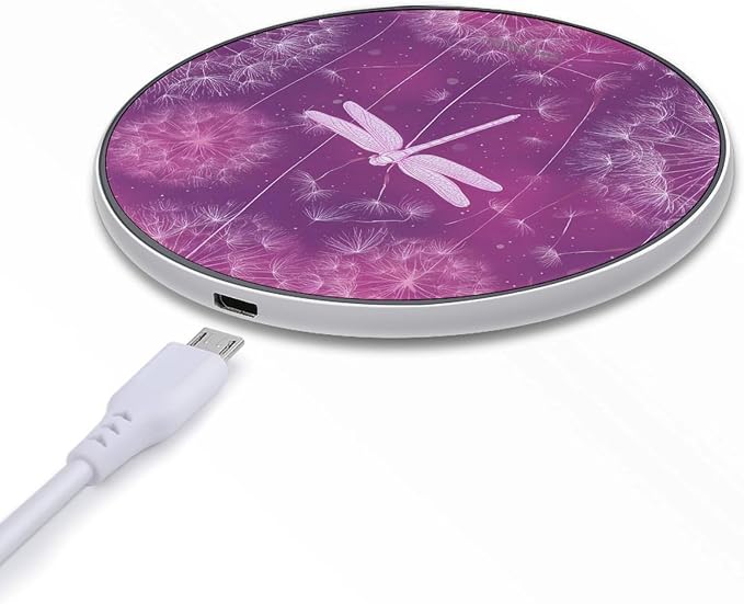 Dragonfly Bugs Dandelion Wireless Charger SlimWireless Charging Pad Anti-Slip Charger Mat for Men Women