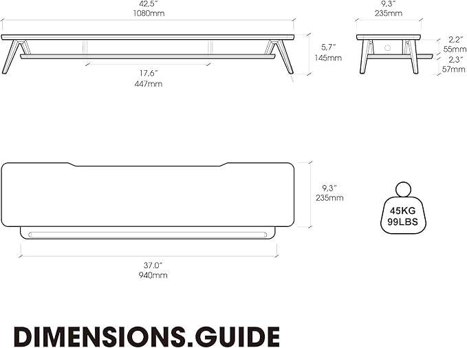 Fenge Dual Monitor Stand, Monitor Stands Riser for 2 monitors, 42.5 Inch Wood Desk Shelf with Storage Organizer and Cable Management for Office Desk Accessories