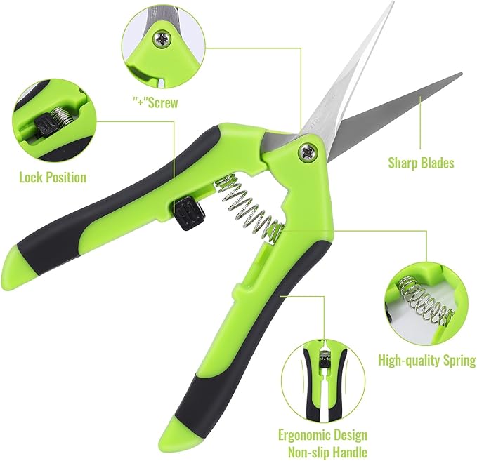 BEoffer 4 Pack Pruning Shears, 6.5 Inch Garden Scissors Gardening Hand Pruning Snips with Straight Stainless Steel Precision Blades for Gardening Flower Plant Precise Trimming and Pruning Maintenance
