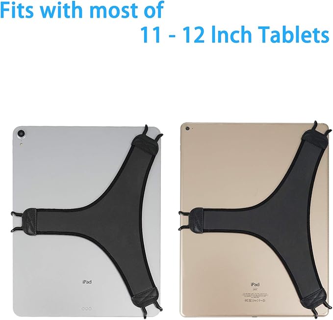 TFY Security Soft PU Hand Strap Holder for Tablets Black | Compatible with iPad pro 12.9 | Anti-drop protection | Works with/without case | Ideal for in-car use