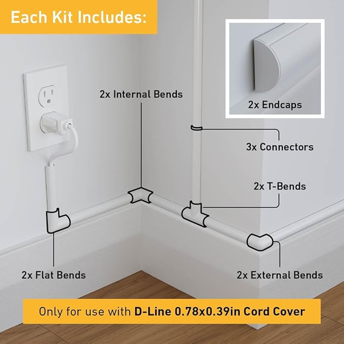 D-Line Cord Cover Accessory Pack - Only for use with 0.78in (W) x 0.39in (H) Lengths