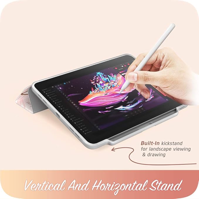i-Blason Cosmo Case for New iPad Pro 12.9 Inch (2022 2021 2020 Release) Full-Body Trifold Stand Protective Case Smart Cover with Auto Sleep/Wake &amp Pencil Holder (Marble)