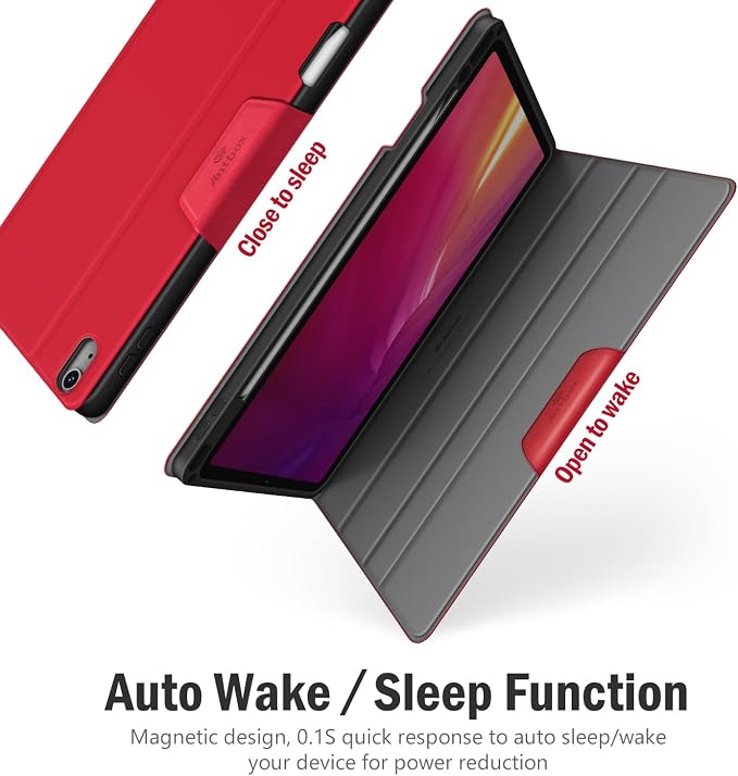 Antbox for iPad Air 13 Inch Case 2026 M4 /2025 M3 /2024 M2 Black | Built-in Pencil Holder Supports Pencil Pro and Pencil (USB-C) Auto Sleep/Wake PU Leather iPad Air 13'' Cover