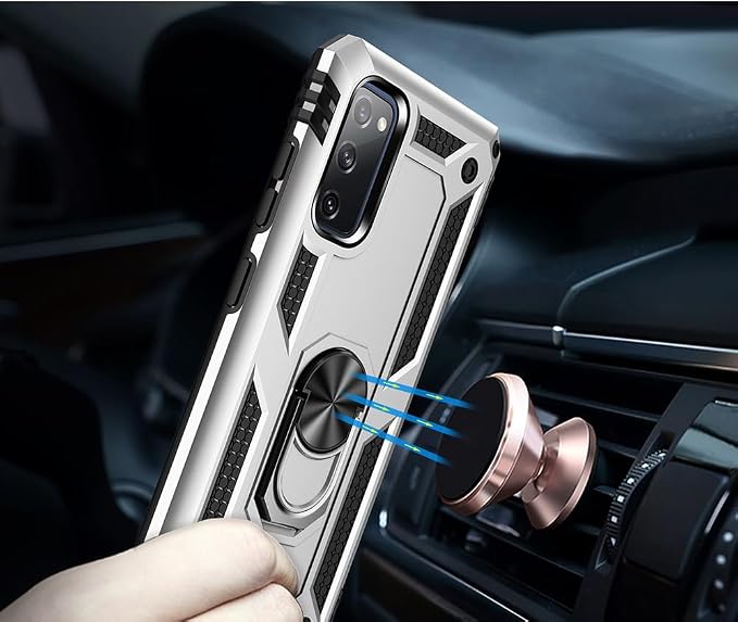 Compatible with Phone Case Samsung Galaxy S20 FE with HD Screen Protector Military Grade 16ft. Drop Tested Ring Shockproof Protective Red