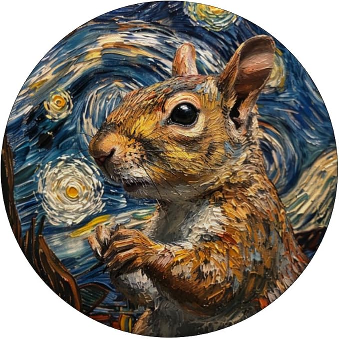 Starry Night Van Gogh Style Squirrel Portrait PopSockets Adhesive PopGrip