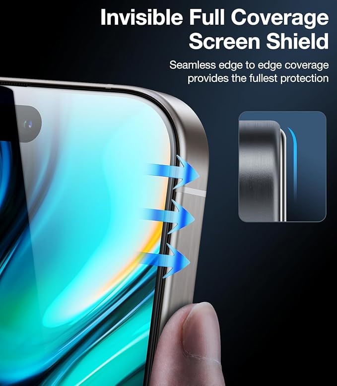 UltraGlass Unbreak Top 9H+ Glass for iPhone 15 Screen Protector (12FT Military Grade Shatterproof &amp Longest Durable) Screen Protector iPhone 15 Tempered Glass Full Coverage 2 Pack