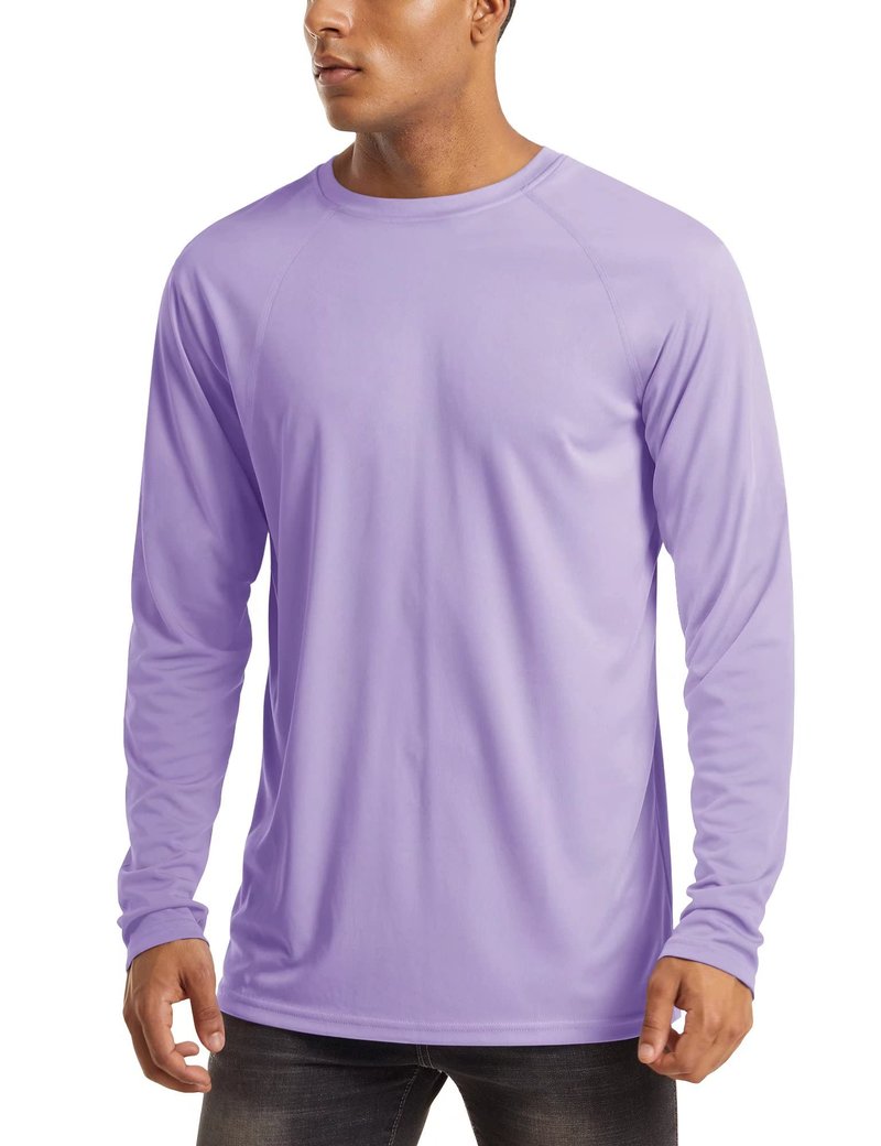 MAGCOMSEN Rash Guard Men UV Protection Swim Quick Dry Long Sleeve Shirts for Men Hiking Athletic Workout Sun Summer Shirts Purple